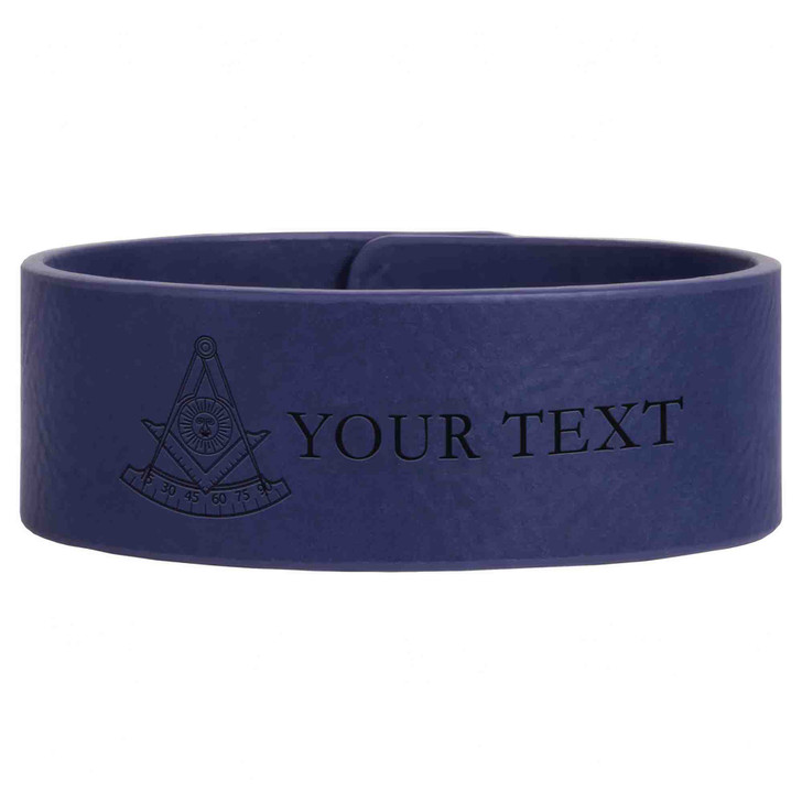 Custom Past Master Symbol Standard Pattern Freemason Lodge Gift Engraved Leatherette Cuff Wristband