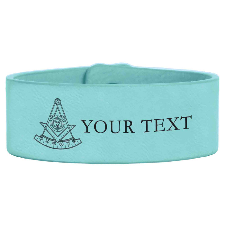 Custom Past Master Symbol Standard Pattern Freemason Lodge Gift Engraved Leatherette Cuff Wristband