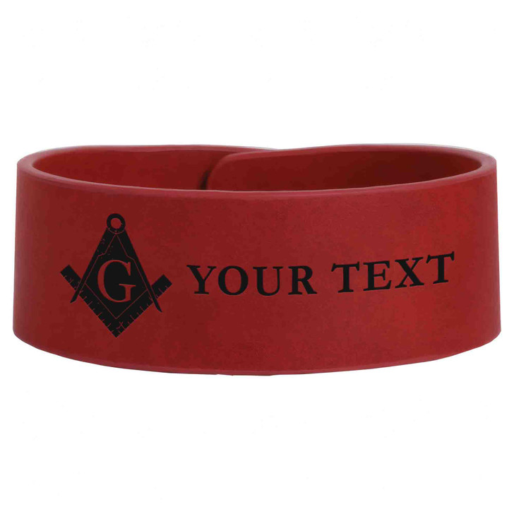 Custom Masonic Grunge Pattern Symbol Freemason Lodge Gift Engraved Leatherette Cuff Wristband