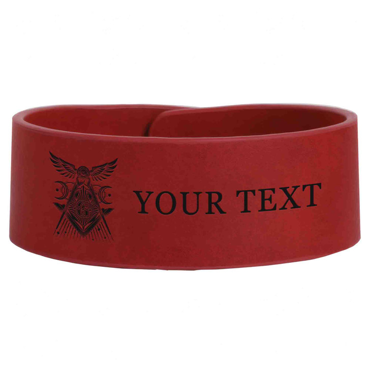 Custom Planetary Wings Symbol Freemason Lodge Gift Engraved Leatherette Cuff Wristband
