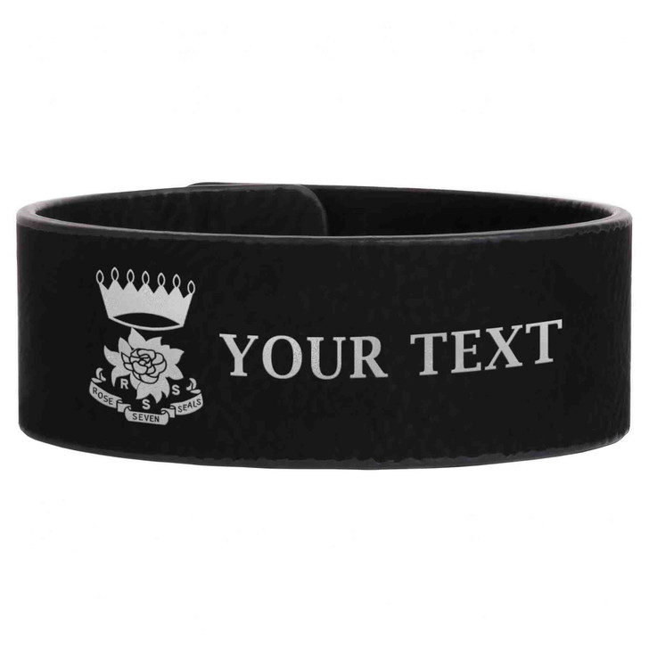 Custom Rose of the Seven Seals Symbol Freemason Chapter Gift Engraved Leatherette Cuff Wristband