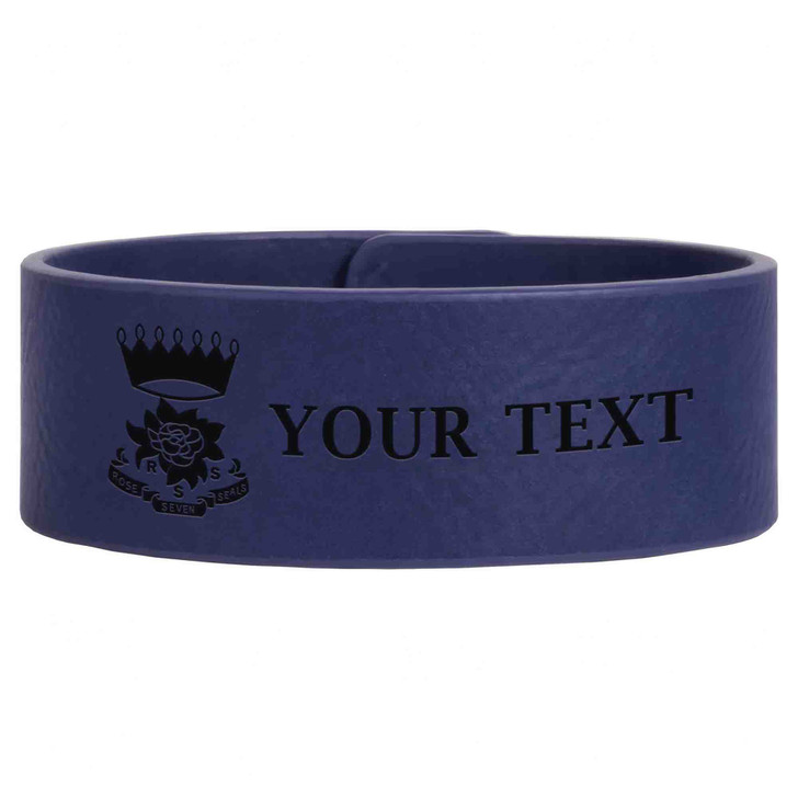 Custom Rose of the Seven Seals Symbol Freemason Chapter Gift Engraved Leatherette Cuff Wristband