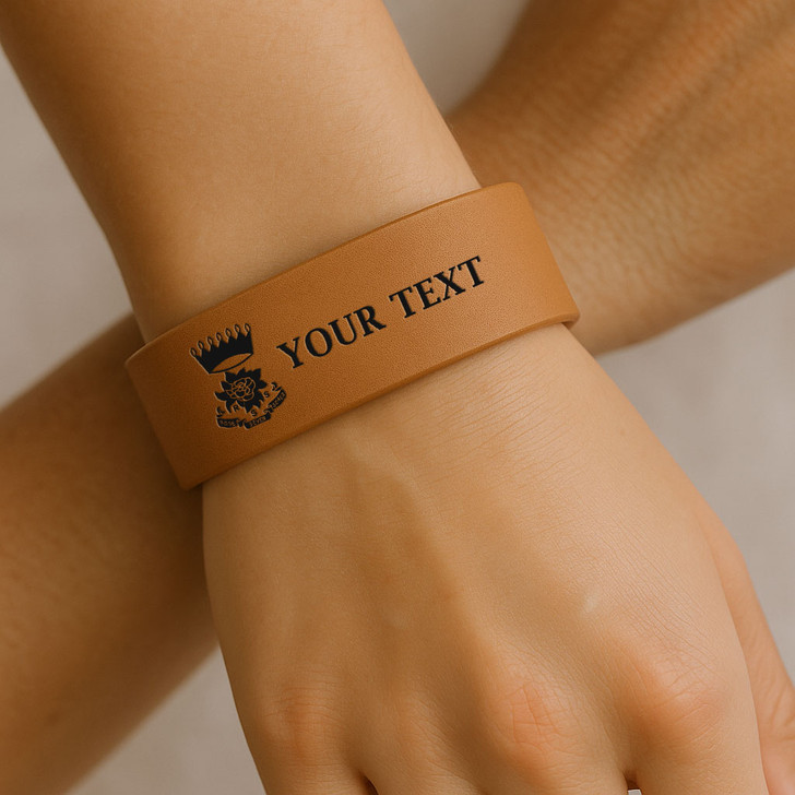 Custom Rose of the Seven Seals Symbol Freemason Chapter Gift Engraved Leatherette Cuff Wristband