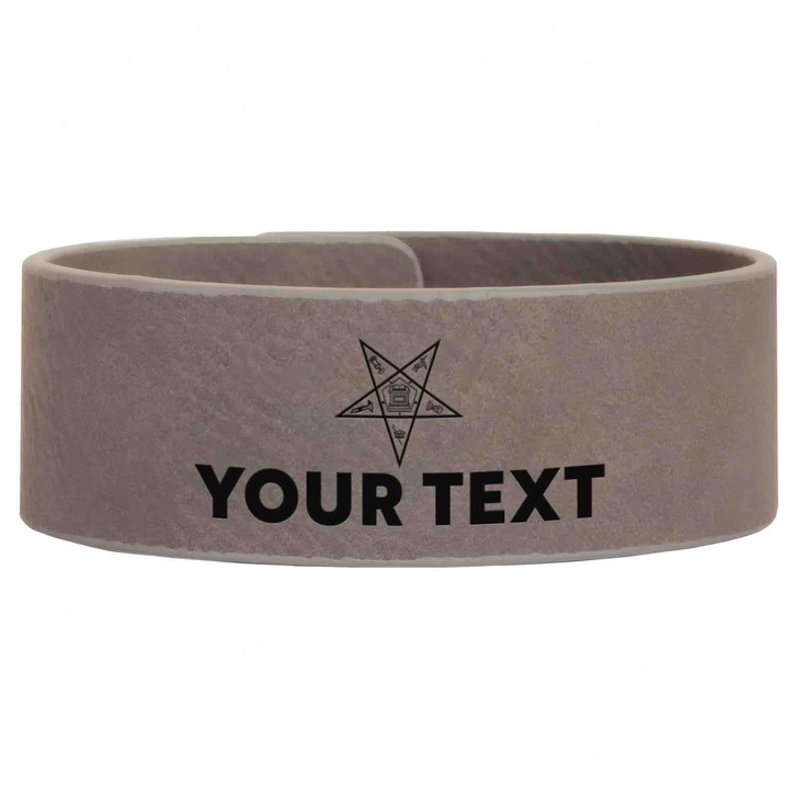 Custom OES PHA Pentagon Up Symbol Chapter Gift Engraved Leatherette Cuff Wristband