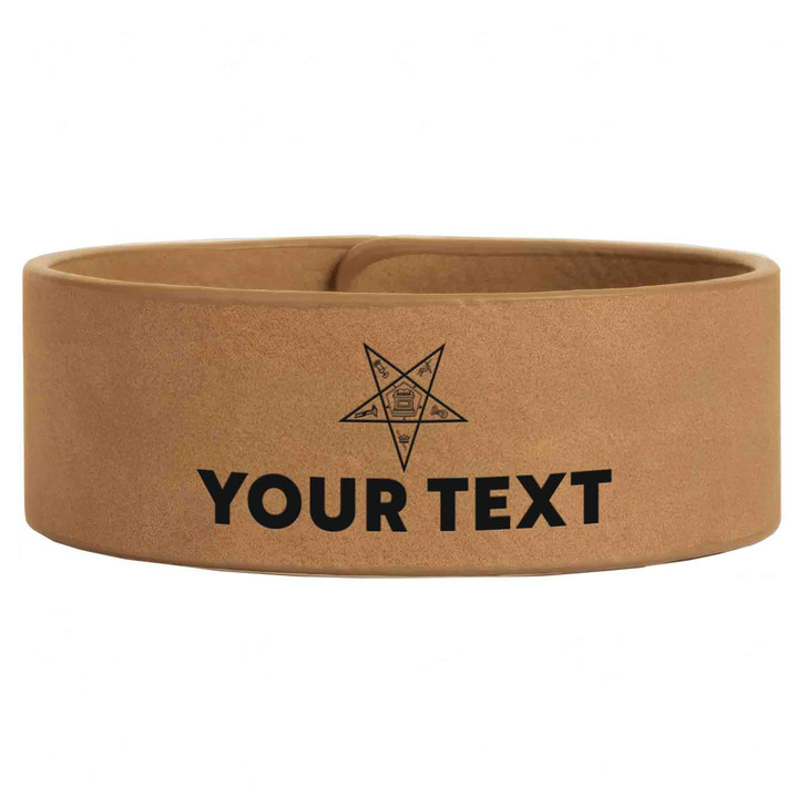 Custom OES PHA Pentagon Up Symbol Chapter Gift Engraved Leatherette Cuff Wristband