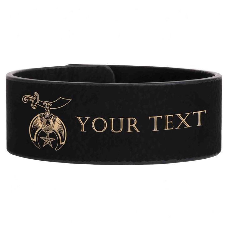 Custom Daughters of the Sphinx Symbol Freemason Temple Gift Engraved Leatherette Cuff Wristband