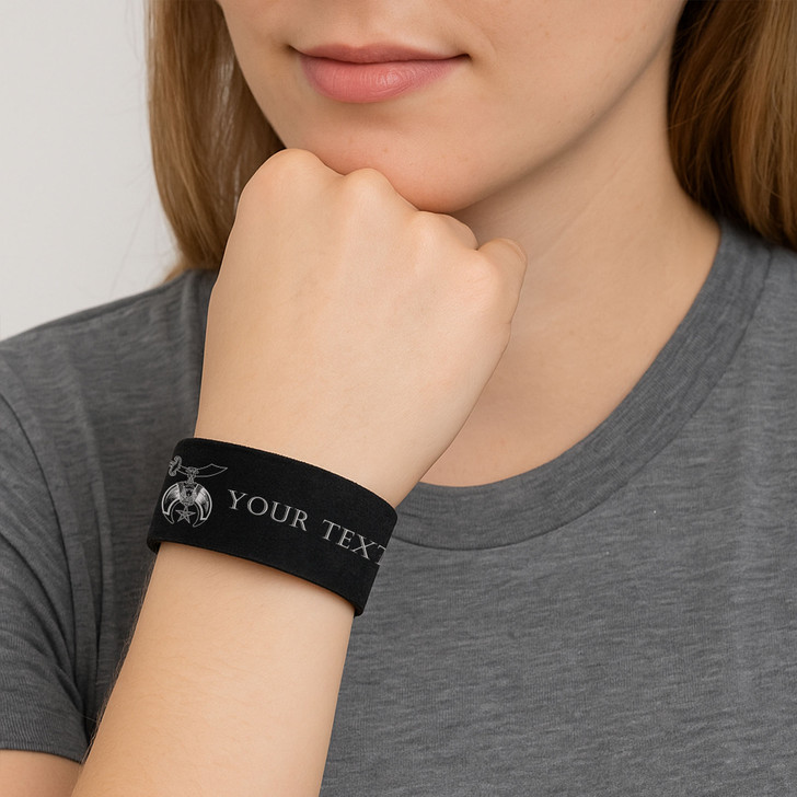 Custom Daughters of the Sphinx Symbol Freemason Temple Gift Engraved Leatherette Cuff Wristband