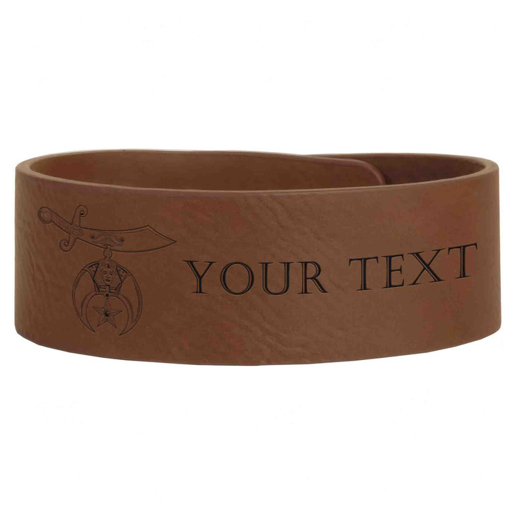 Custom Shriners International Symbol Freemason Temple Gift Engraved Leatherette Cuff Wristband