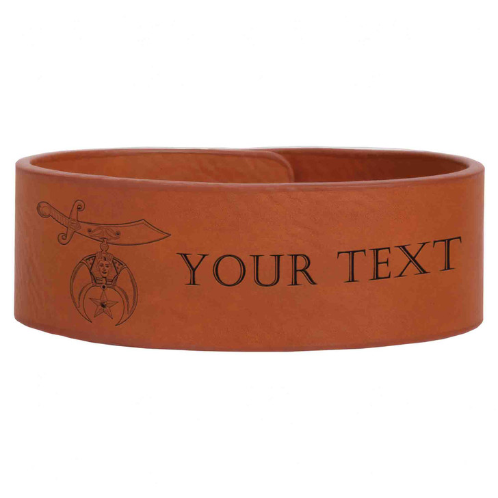 Custom Shriners International Symbol Freemason Temple Gift Engraved Leatherette Cuff Wristband