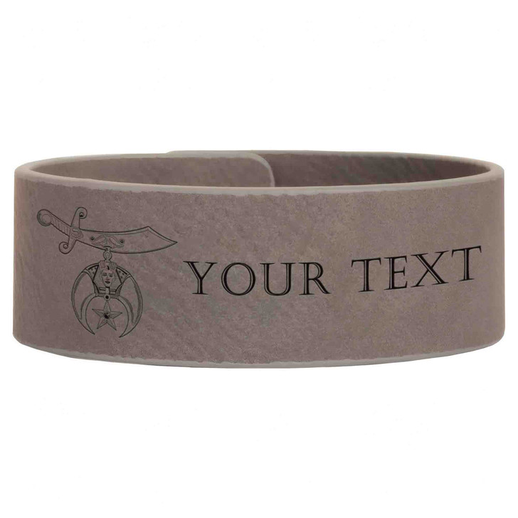 Custom Shriners International Symbol Freemason Temple Gift Engraved Leatherette Cuff Wristband