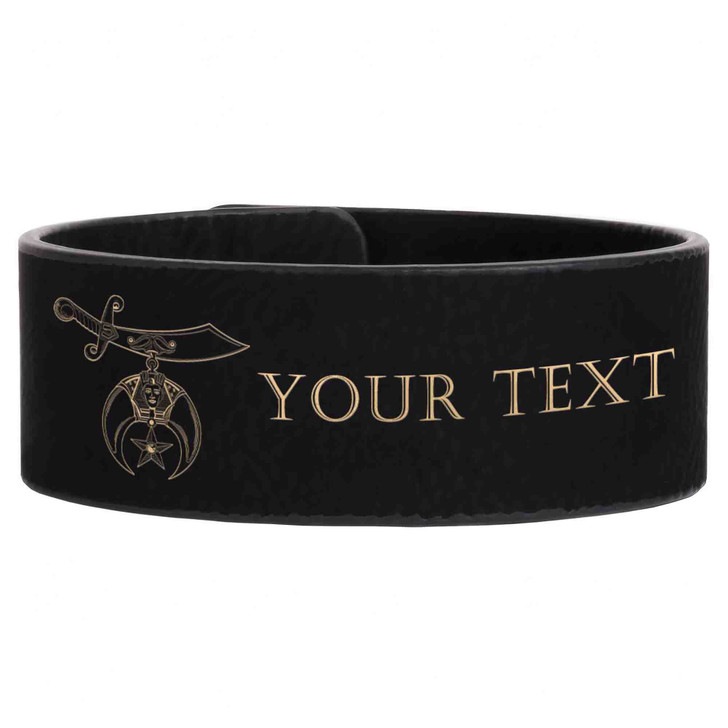 Custom Shriners International Symbol Freemason Temple Gift Engraved Leatherette Cuff Wristband
