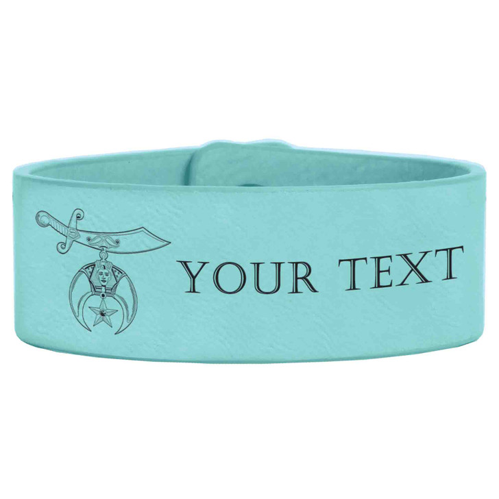 Custom Shriners International Symbol Freemason Temple Gift Engraved Leatherette Cuff Wristband