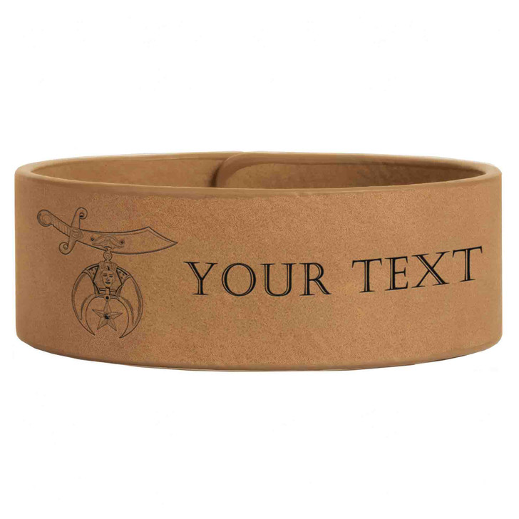 Custom Shriners International Symbol Freemason Temple Gift Engraved Leatherette Cuff Wristband