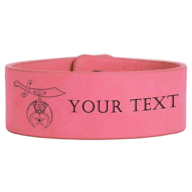 Custom Shriners International Symbol Freemason Temple Gift Engraved Leatherette Cuff Wristband