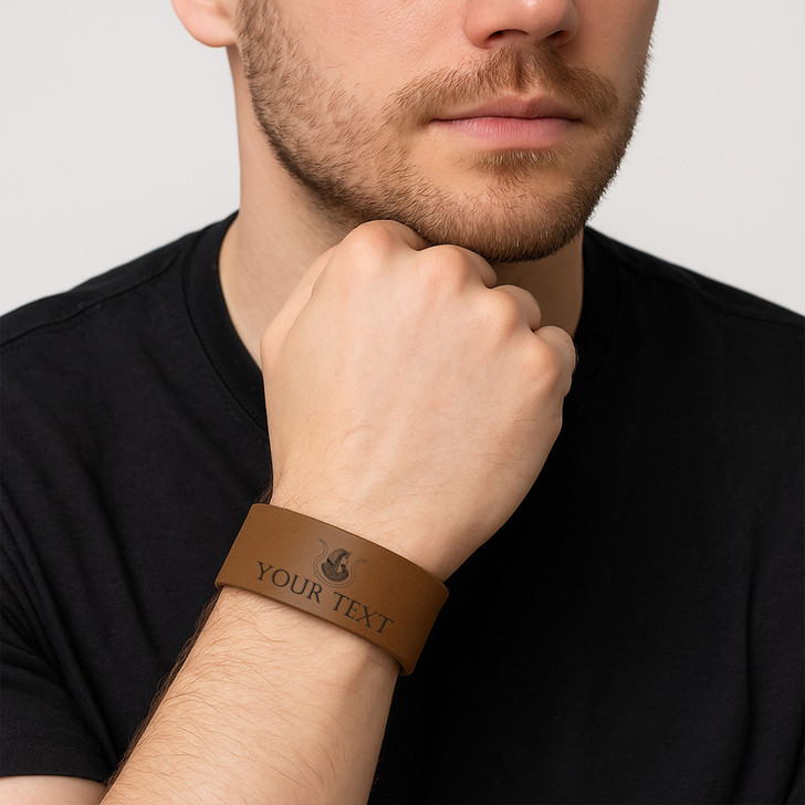 Custom Imperial Court Symbol Freemason Court Gift Engraved Leatherette Cuff Wristband