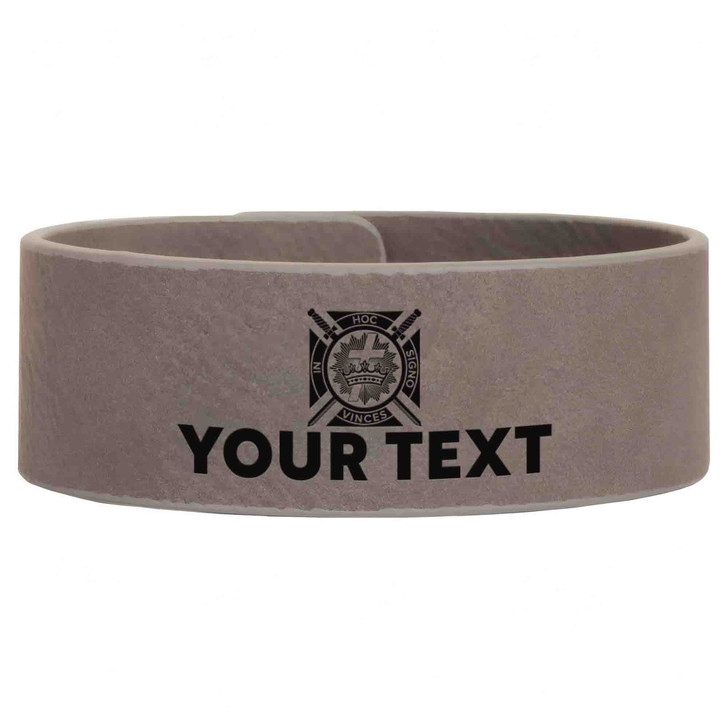 Custom Knights Templar Symbol Freemason Commandery Gift Engraved Leatherette Cuff Wristband