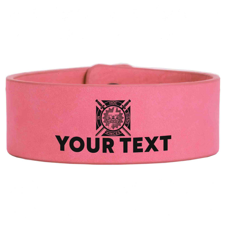 Custom Knights Templar Symbol Freemason Commandery Gift Engraved Leatherette Cuff Wristband
