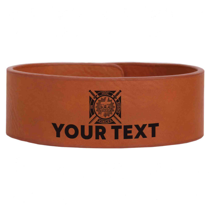 Custom Knights Templar Symbol Freemason Commandery Gift Engraved Leatherette Cuff Wristband