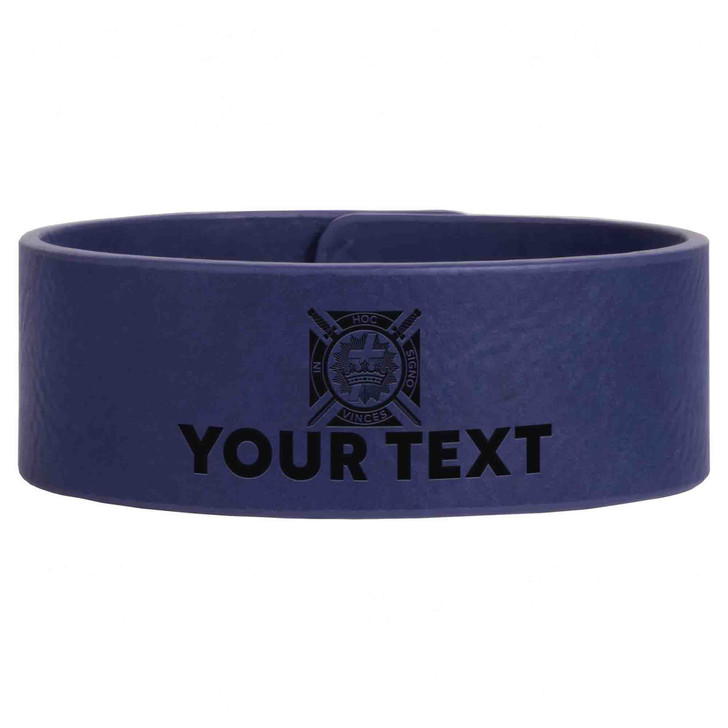 Custom Knights Templar Symbol Freemason Commandery Gift Engraved Leatherette Cuff Wristband