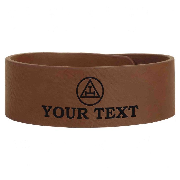 Custom Holy Royal Arch Triple Tau Symbol Chapter Gift Engraved Leatherette Cuff Wristband
