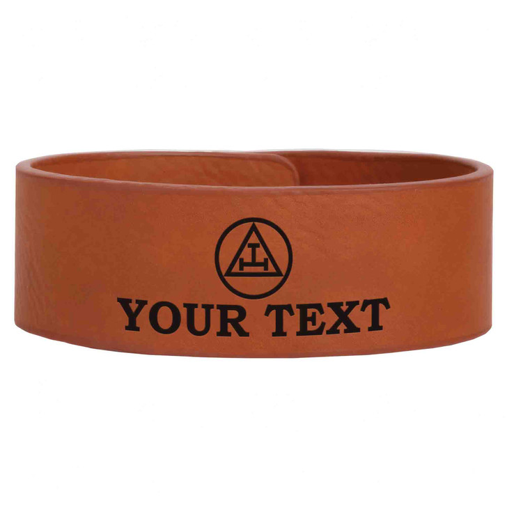 Custom Holy Royal Arch Triple Tau Symbol Chapter Gift Engraved Leatherette Cuff Wristband