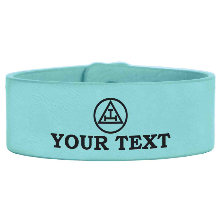 Custom Holy Royal Arch Triple Tau Symbol Chapter Gift Engraved Leatherette Cuff Wristband