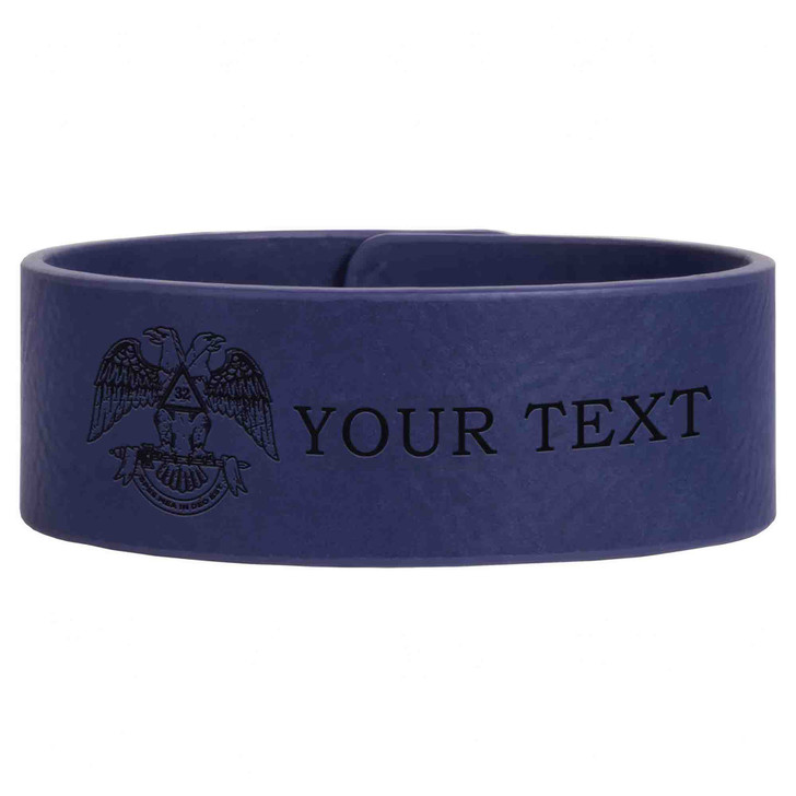 Custom Wing Down Rite of Scottish 32nd Symbol Lodge Gift Engraved Leatherette Cuff Wristband
