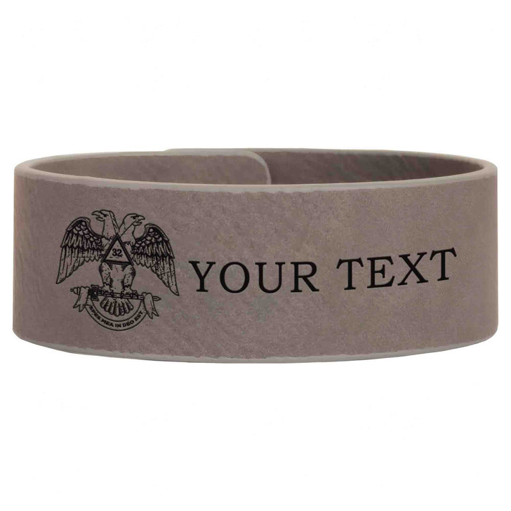 Custom Wing Down Rite of Scottish 32nd Symbol Lodge Gift Engraved Leatherette Cuff Wristband
