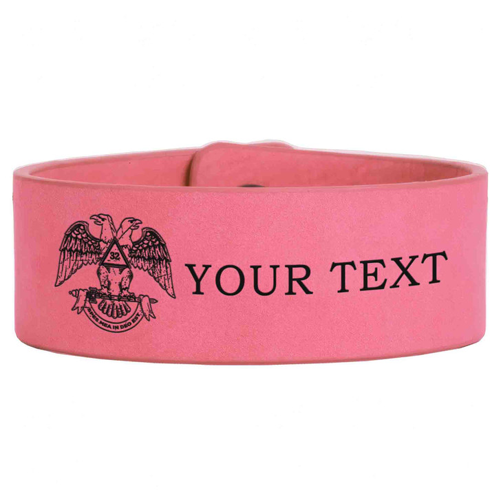 Custom Wing Down Rite of Scottish 32nd Symbol Lodge Gift Engraved Leatherette Cuff Wristband