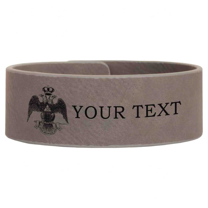 Custom Wing Down Rite of Scottish 33rd Symbol Lodge Gift Engraved Leatherette Cuff Wristband