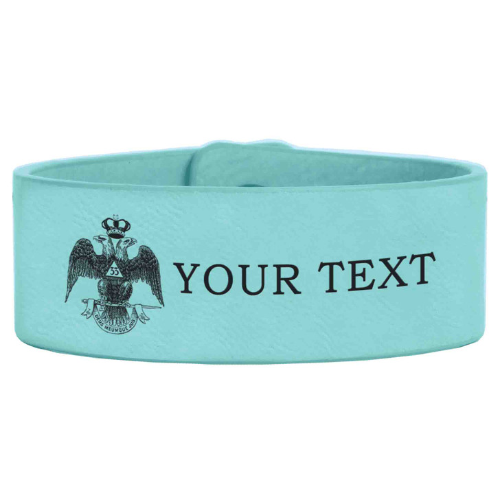 Custom Wing Down Rite of Scottish 33rd Symbol Lodge Gift Engraved Leatherette Cuff Wristband