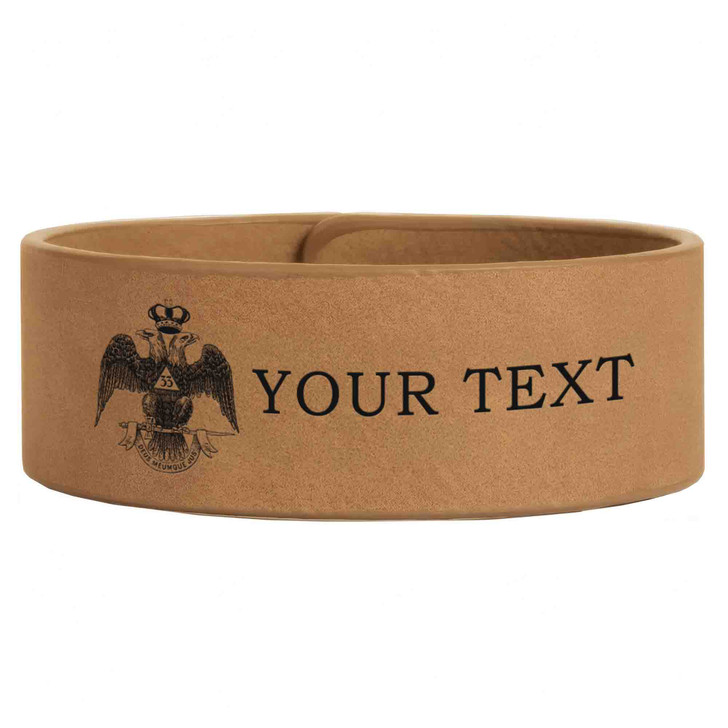 Custom Wing Down Rite of Scottish 33rd Symbol Lodge Gift Engraved Leatherette Cuff Wristband