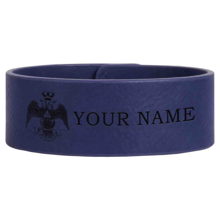 Custom Wing Down Rite of Scottish 33rd Symbol Lodge Gift Engraved Leatherette Cuff Wristband