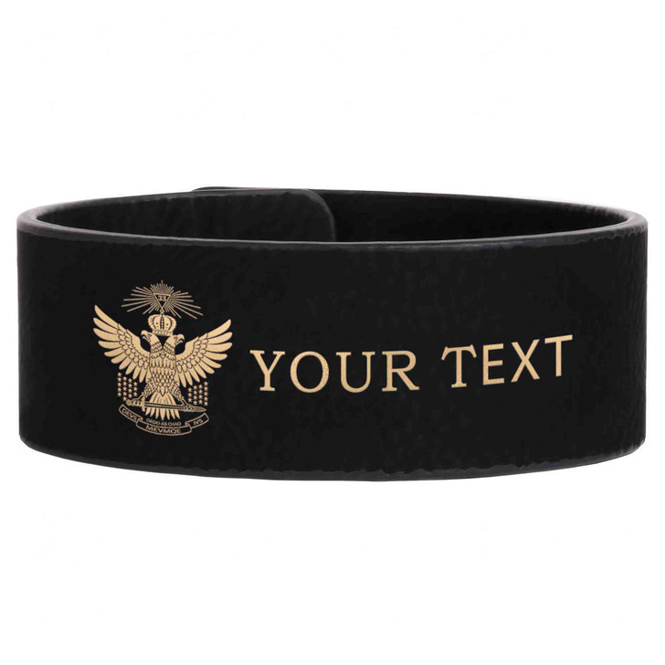 Custom Wing Up Rite of Scottish 33rd Symbol Lodge Gift Engraved Leatherette Cuff Wristband