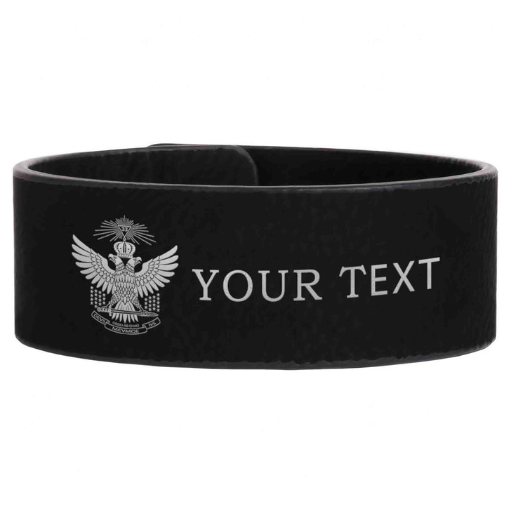 Custom Wing Up Rite of Scottish 33rd Symbol Lodge Gift Engraved Leatherette Cuff Wristband