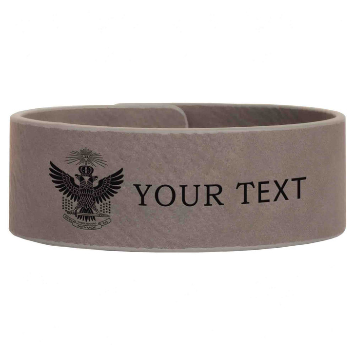 Custom Wing Up Rite of Scottish 33rd Symbol Lodge Gift Engraved Leatherette Cuff Wristband
