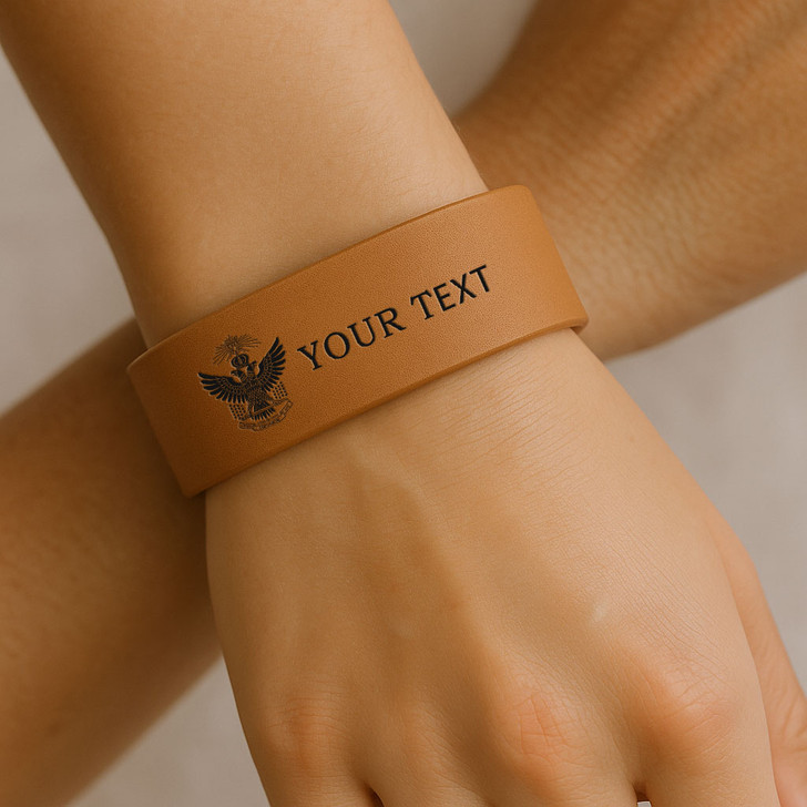 Custom Wing Up Rite of Scottish 33rd Symbol Lodge Gift Engraved Leatherette Cuff Wristband