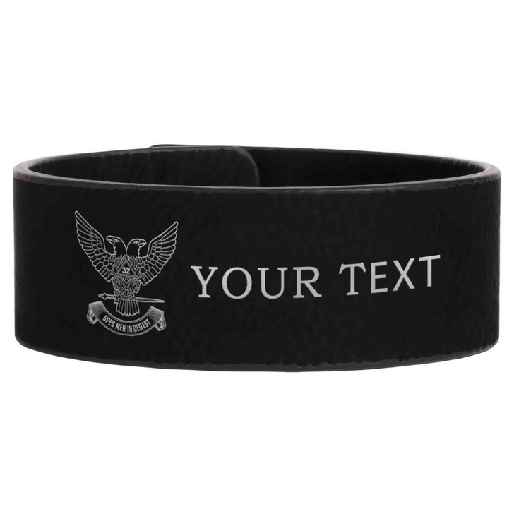 Custom Wing Up Rite of Scottish 32nd Symbol Lodge Gift Engraved Leatherette Cuff Wristband