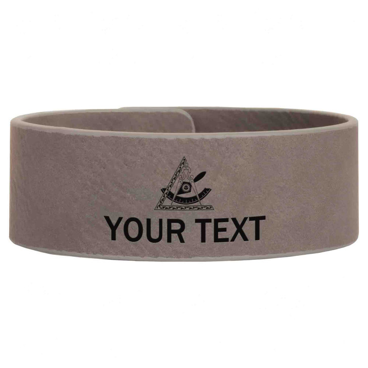 Custom Past Leader Symbol Cryptic Council Masonic Gift Engraved Leatherette Cuff Wristband