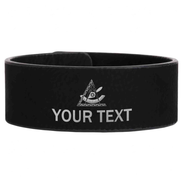 Custom Past Leader Symbol Cryptic Council Masonic Gift Engraved Leatherette Cuff Wristband