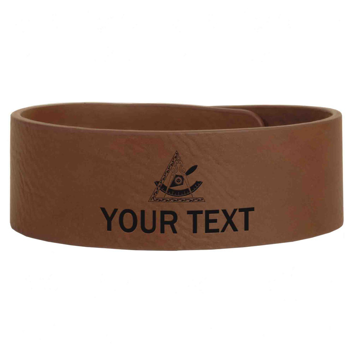 Custom Past Leader Symbol Cryptic Council Masonic Gift Engraved Leatherette Cuff Wristband
