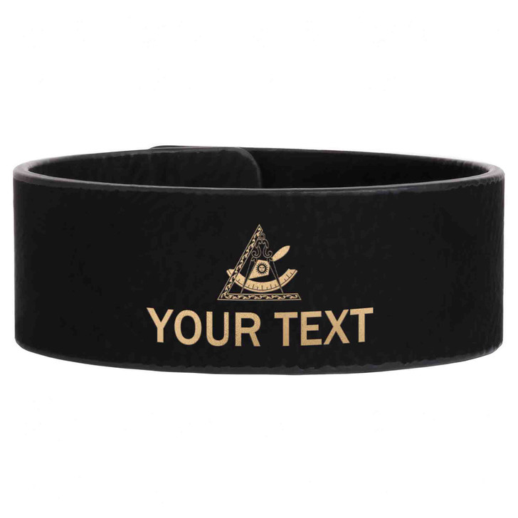 Custom Past Leader Symbol Cryptic Council Masonic Gift Engraved Leatherette Cuff Wristband