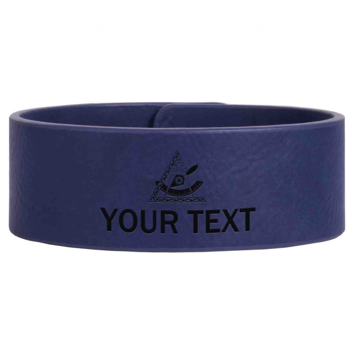 Custom Past Leader Symbol Cryptic Council Masonic Gift Engraved Leatherette Cuff Wristband