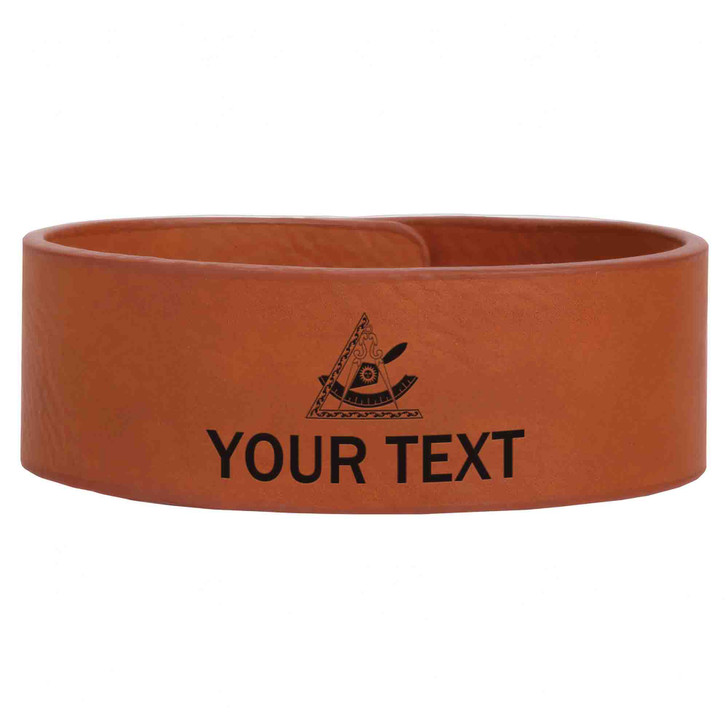 Custom Past Leader Symbol Cryptic Council Masonic Gift Engraved Leatherette Cuff Wristband