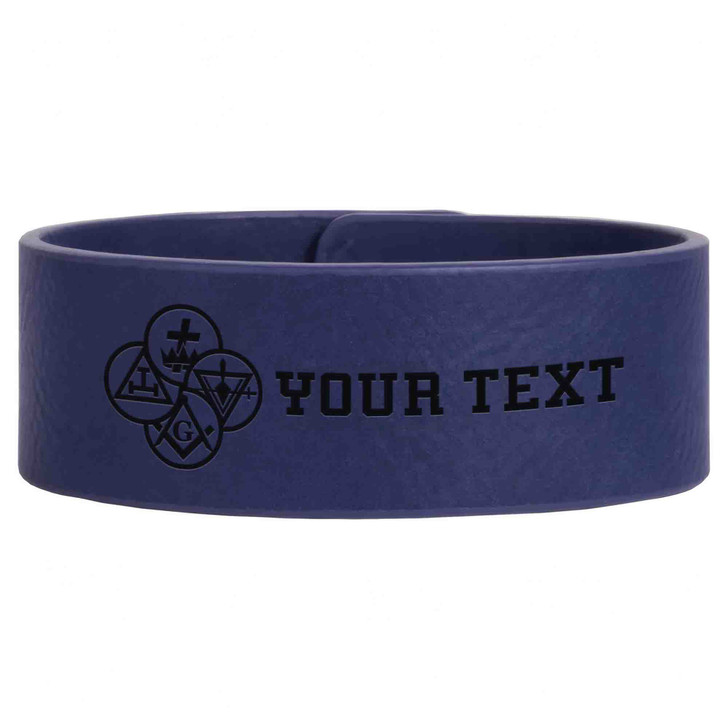 Custom York Rite Symbol Masonic Gift Engraved Leatherette Cuff Wristband