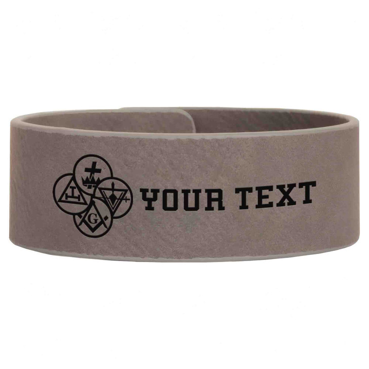 Custom York Rite Symbol Masonic Gift Engraved Leatherette Cuff Wristband