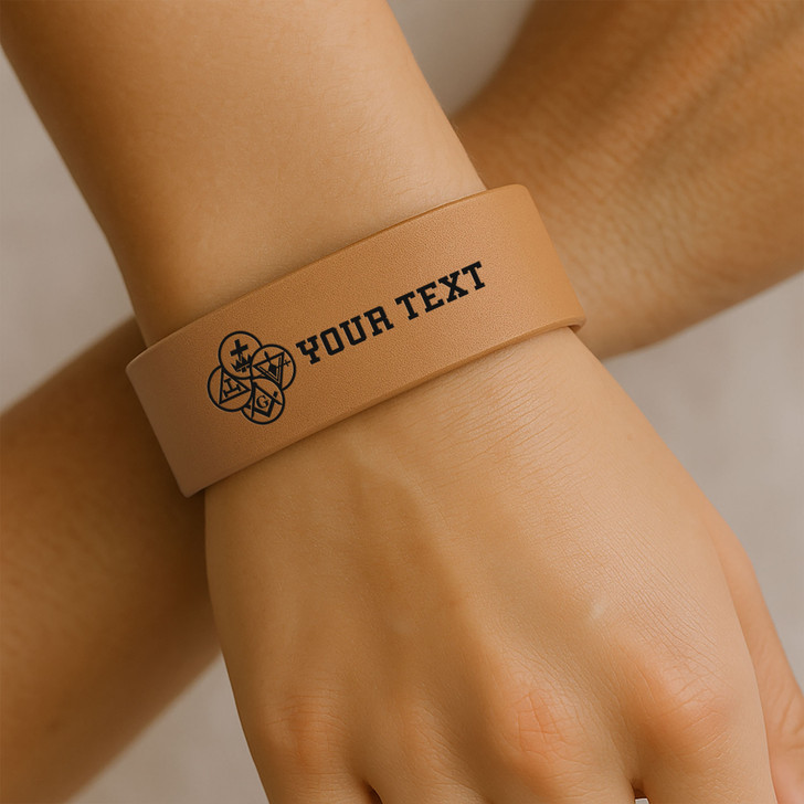 Custom York Rite Symbol Masonic Gift Engraved Leatherette Cuff Wristband