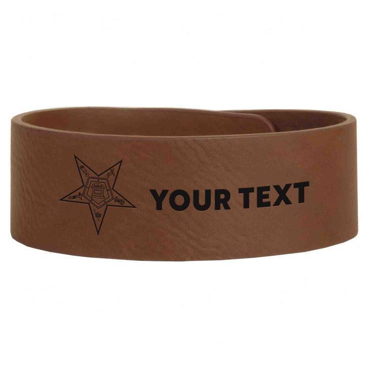 Custom OES Pentagon Down Symbol Chapter Gift Engraved Leatherette Cuff Wristband