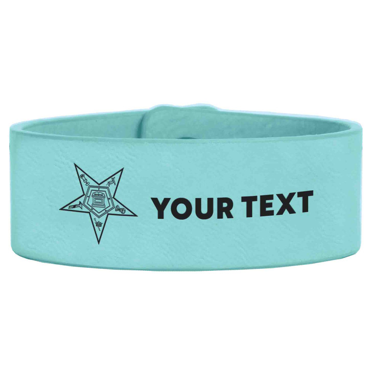 Custom OES Pentagon Down Symbol Chapter Gift Engraved Leatherette Cuff Wristband