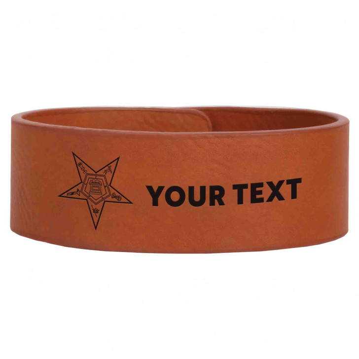 Custom OES Pentagon Down Symbol Chapter Gift Engraved Leatherette Cuff Wristband